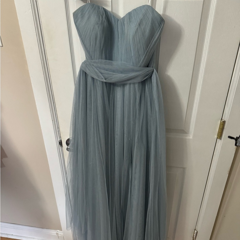 Elegant Strapless Blue Evening Gown